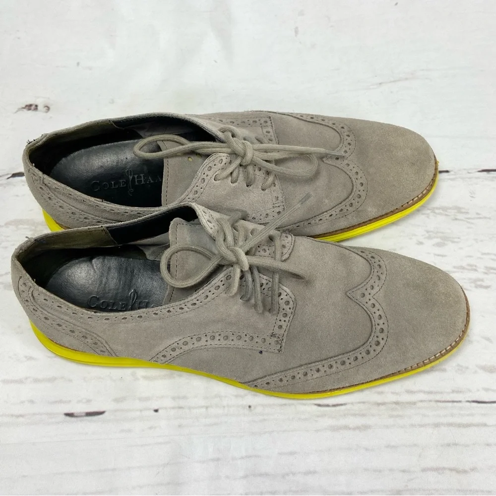 Cole Haan Lurnagrand‎ Shoes Men’s 9.5M Gray Wingtip Oxfords Suede